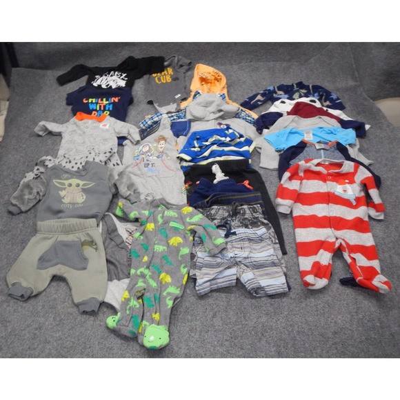Name Brands Other - Baby Boys NB-6mo Clothing Lot of 25 Bodysuits, Shirts, and Tops, Hoodies Quality